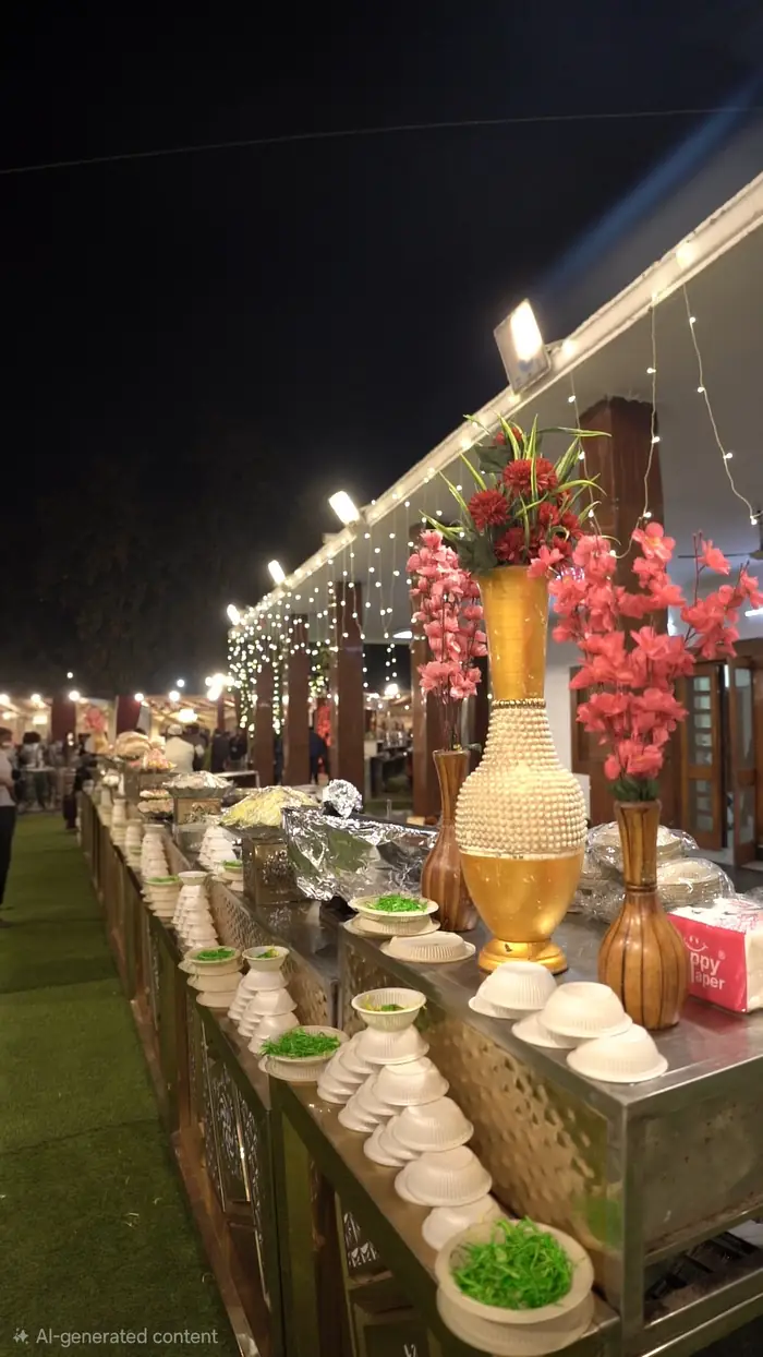 A floral buffet setup by Perfecplan