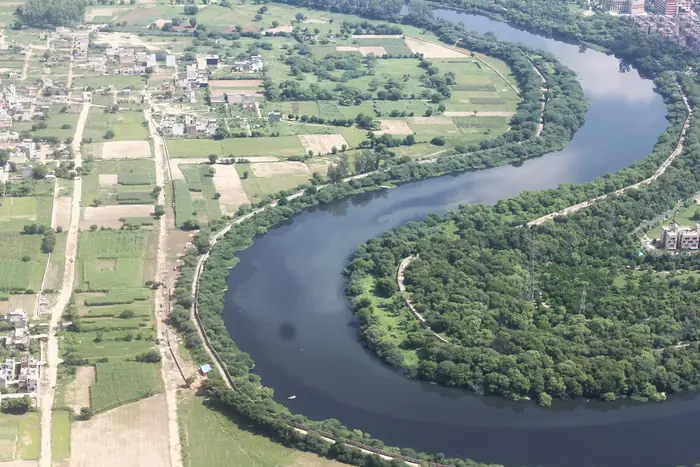 Aerial view of Dwarka and the Najafgarh Drain