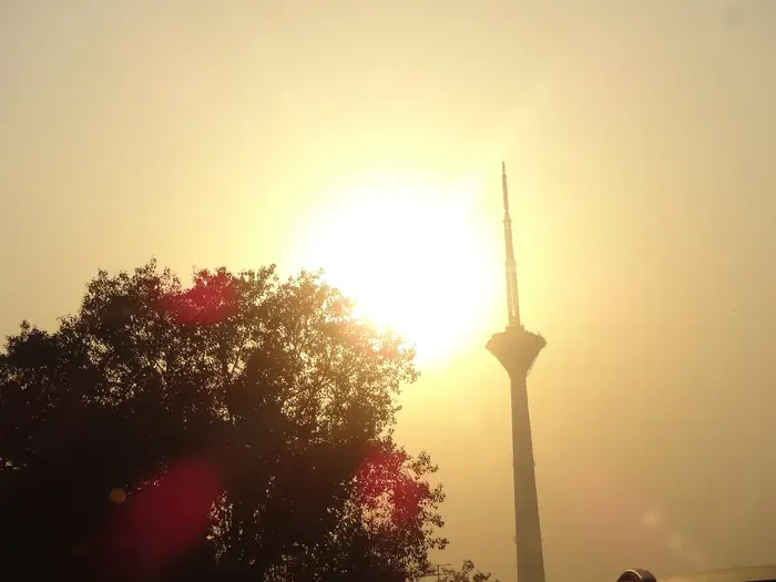 Pitampura TV Tower at sunset